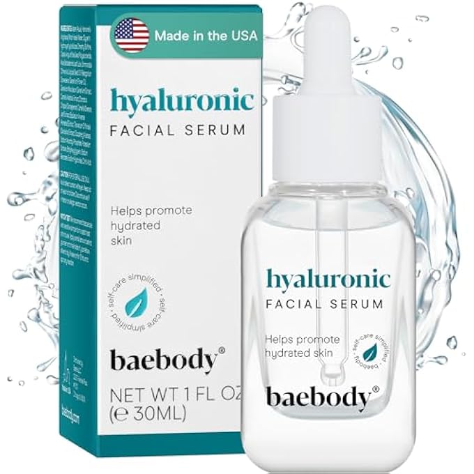 Baebody HYALURONIC ACID SERUM FOR FACE, PROFESSIONAL ANTI-AGEING TOPICAL FACIAL SERUM W VITAMIN C & VITAMIN E, REDUCES WRINKLES & FINE LINES FOR RADIANT AND YOUNGER LOOKING SKIN, 30ML - Image 1